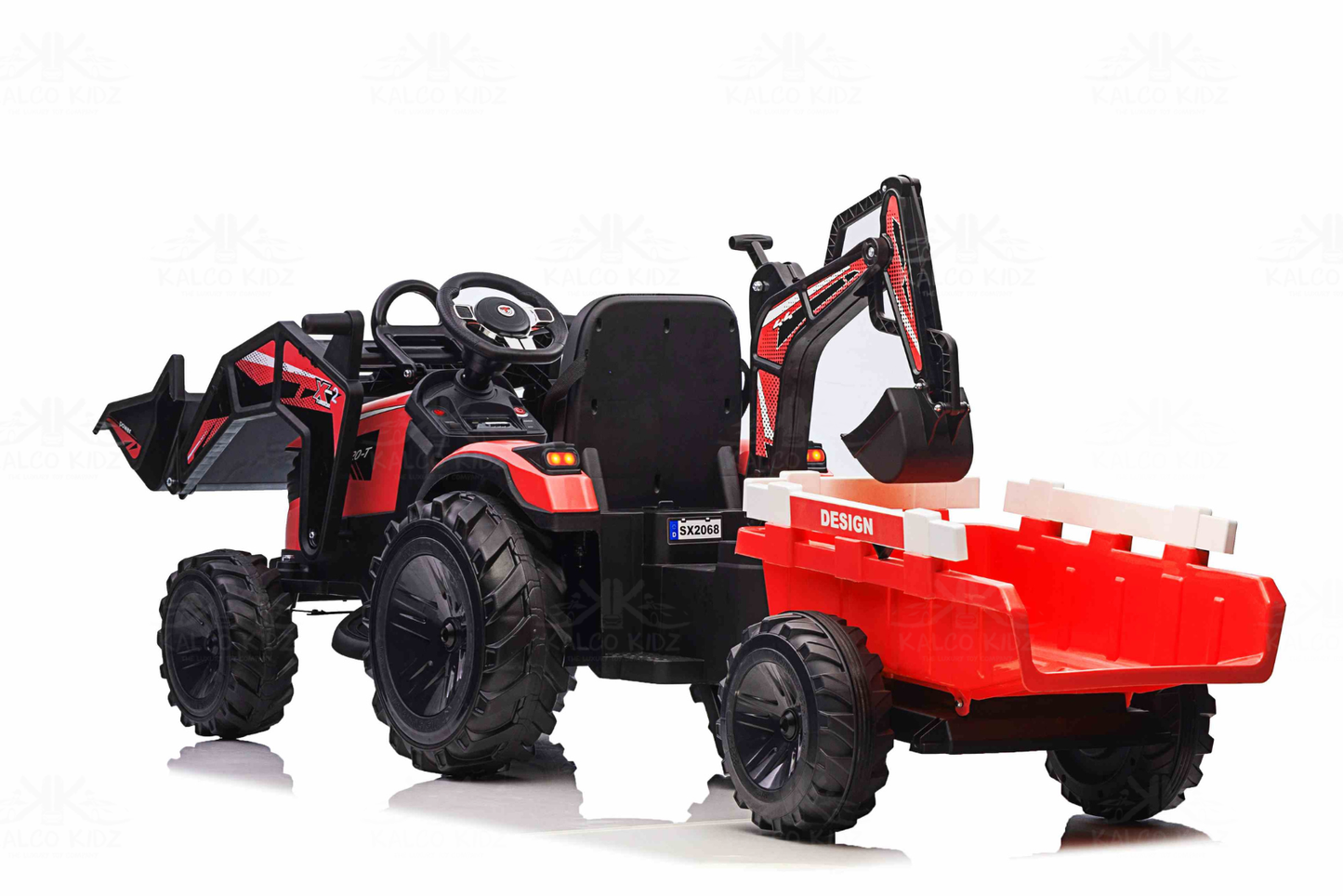 COMBO TRACTOR 3 IN 1 - Red | 24V | Bluetooth Audio | EVA Wheels | RC