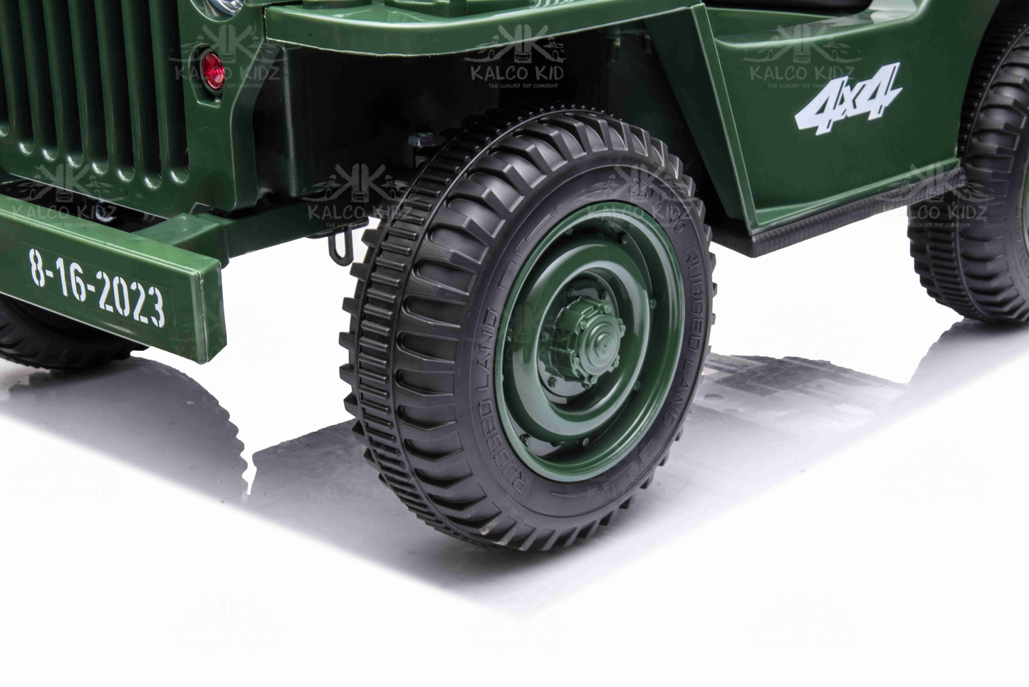 ARMY WILLY JEEP - Green | 12V | Leather Seat | EVA Wheels | Parental RC
