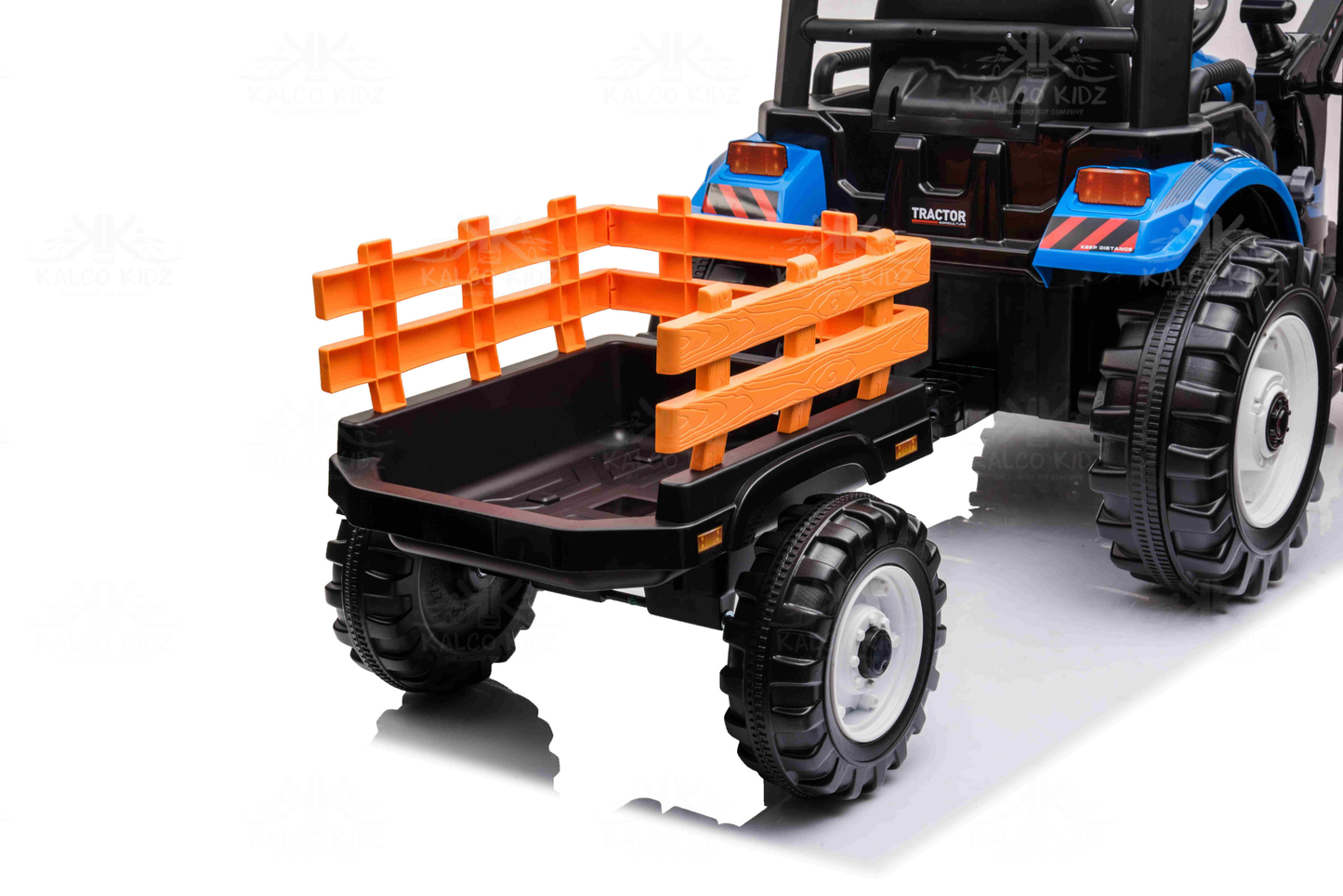 HOLLAND STYLE TRACTOR with TRAILER - Blue | 24V | Leather Seat | EVA Wheels