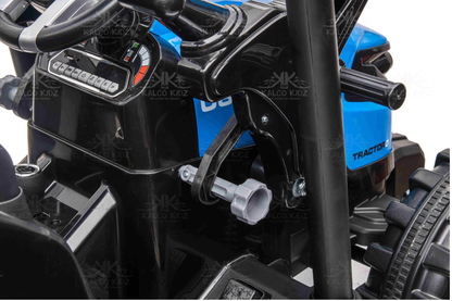 HOLLAND STYLE TRACTOR with TRAILER - Blue | 24V | Leather Seat | EVA Wheels