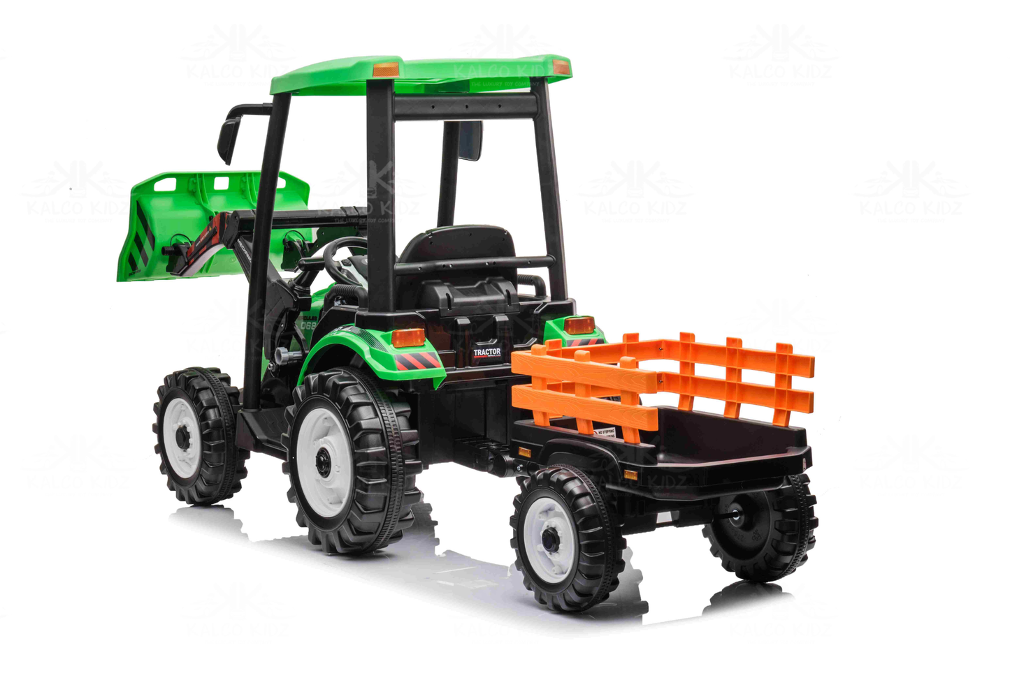 HOLLAND STYLE TRACTOR with TRAILER - Green | 24V | Leather Seat | EVA Wheels