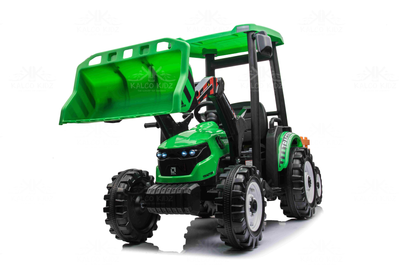 HOLLAND STYLE TRACTOR with TRAILER - Green | 24V | Leather Seat | EVA Wheels
