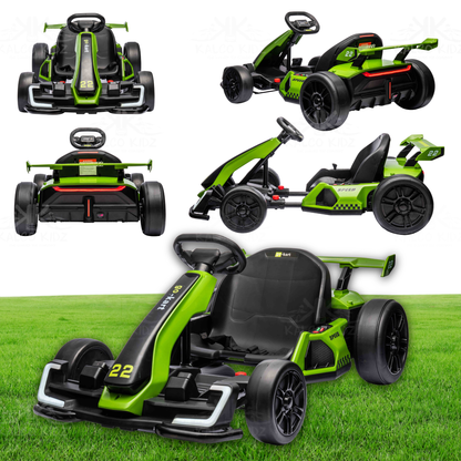 DRIFT GO KART - Green | 24V | Bluetooth Audio | Adjustable Seat