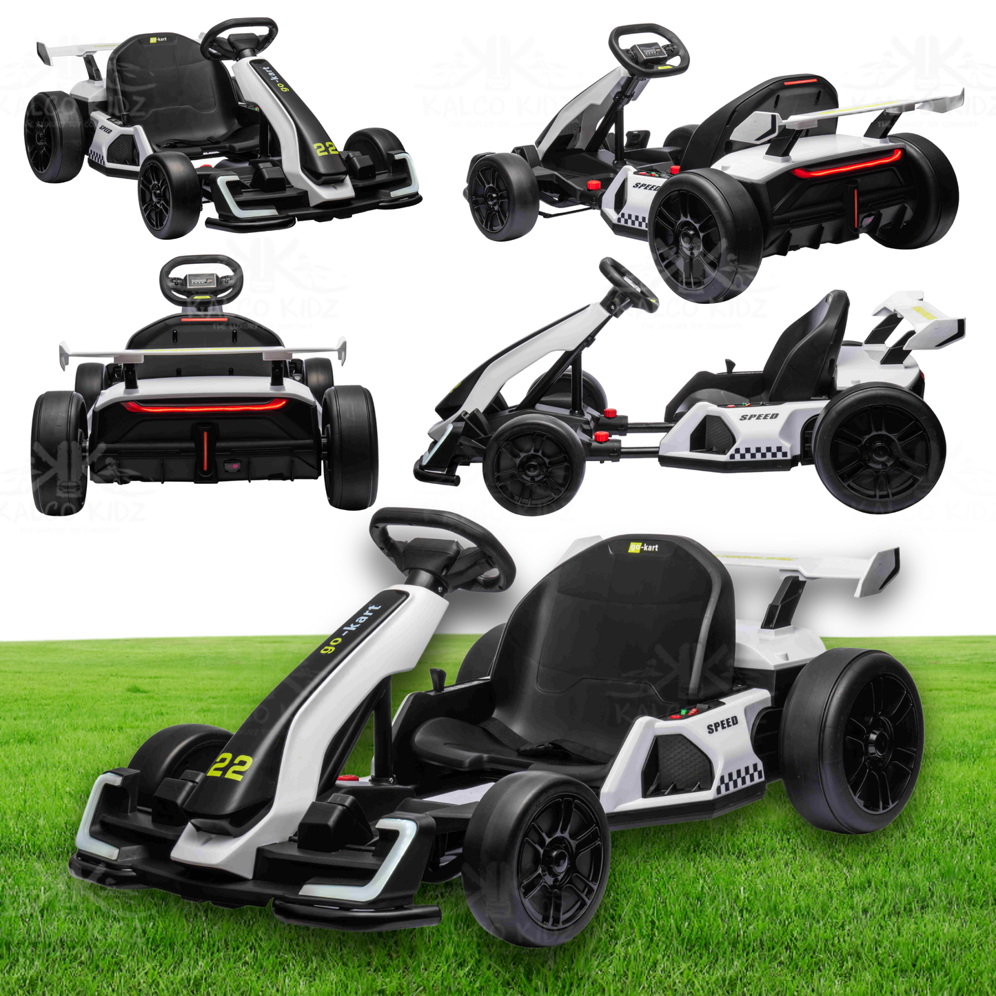 DRIFT GO KART - White | 24V | Bluetooth Audio | Adjustable Seat