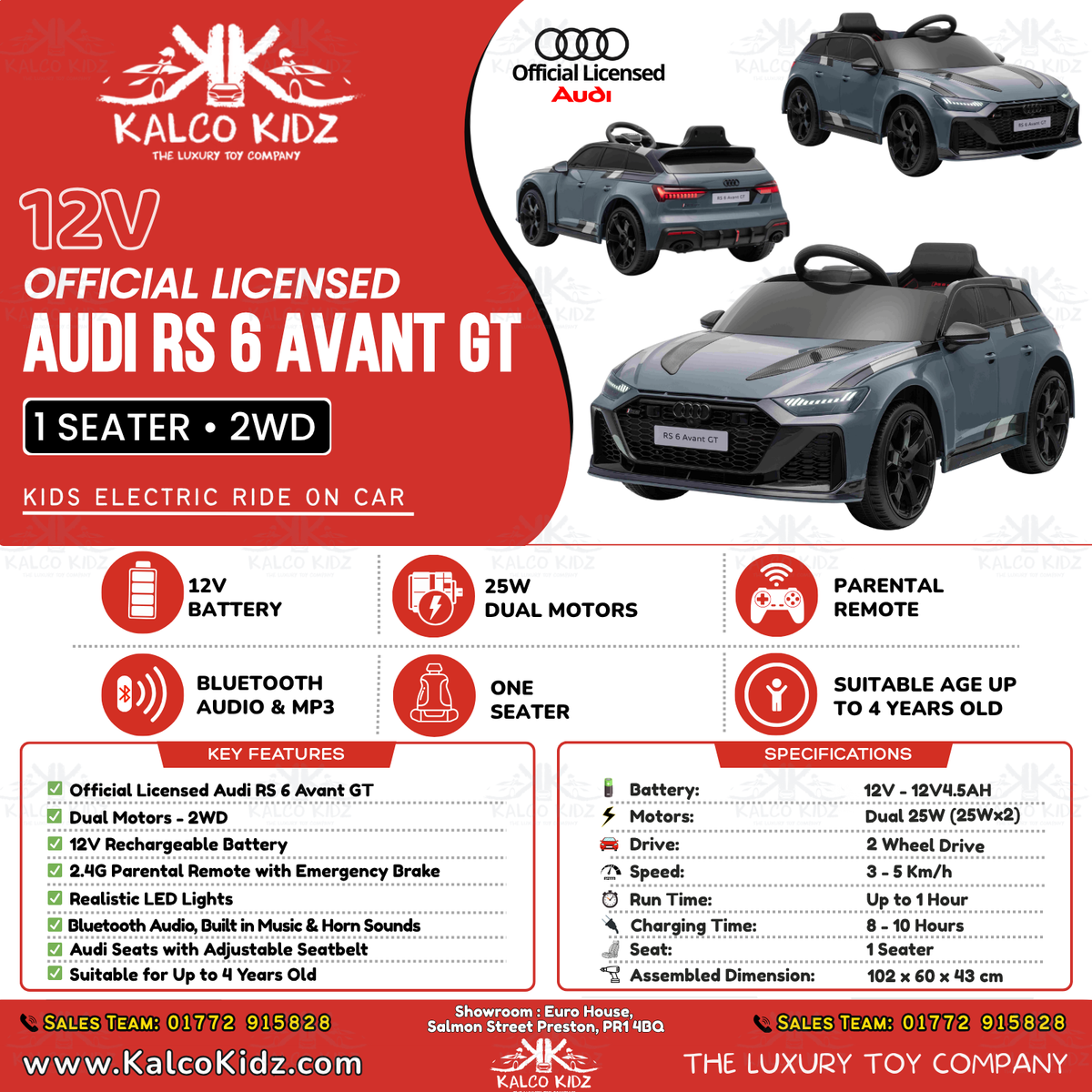 Audi RS 6 Avant GT - Grey | 12V | Parental Remote
