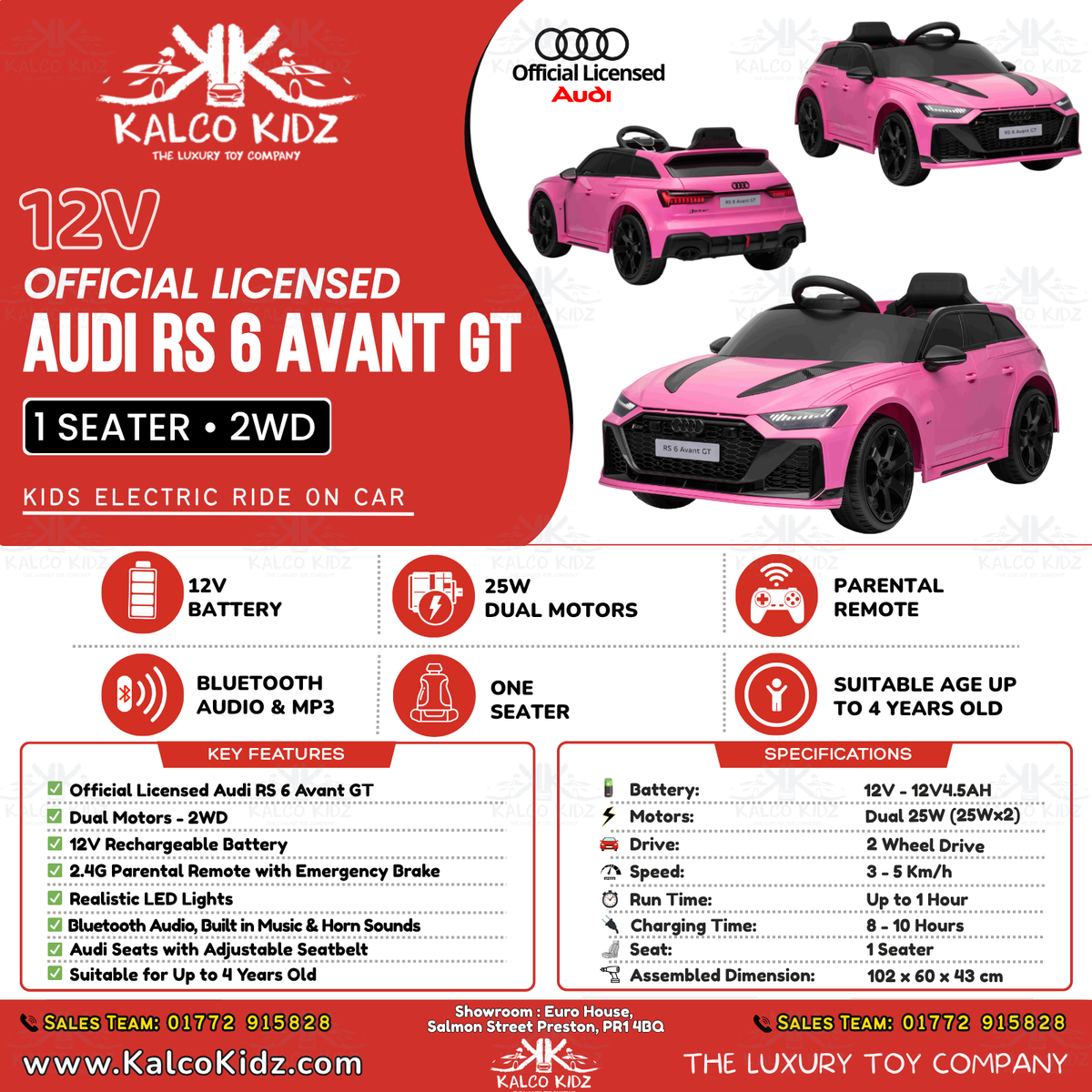 Audi RS 6 Avant GT - Pink | 12V | Parental Remote