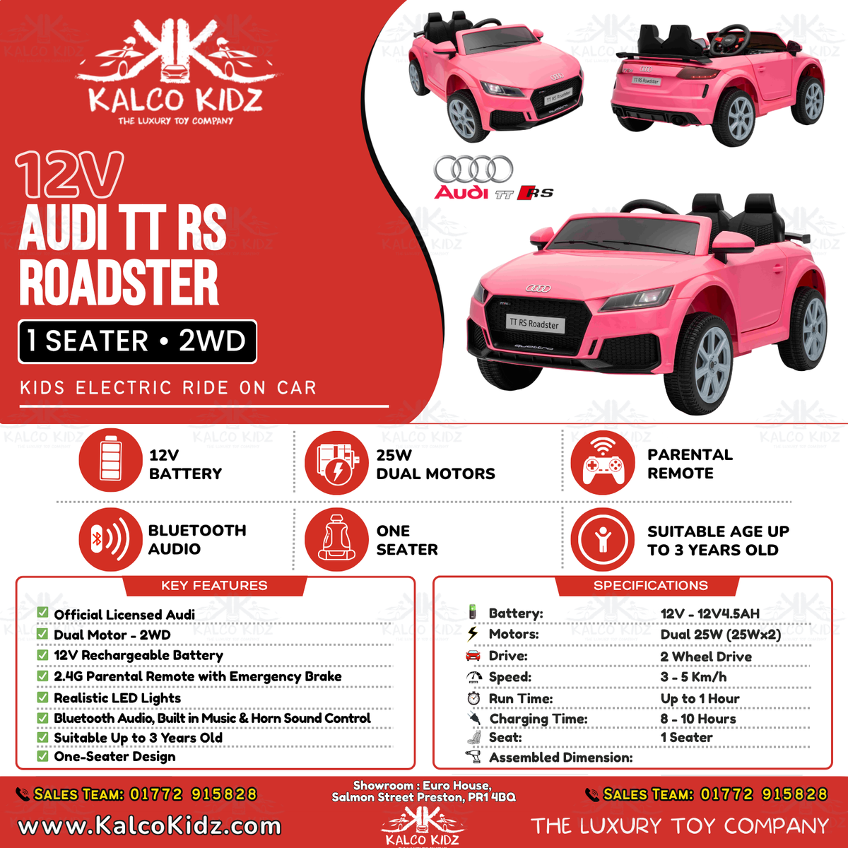 Audi TT RS Roadster - Pink | 12V | RC