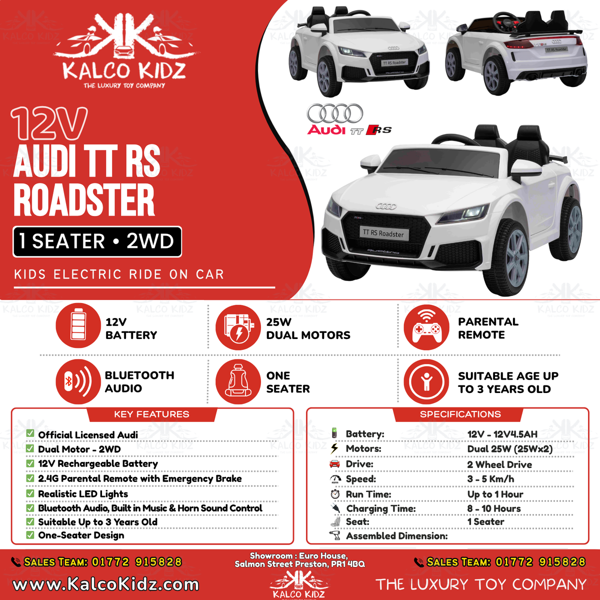 Audi TT RS Roadster - White | 12V | RC