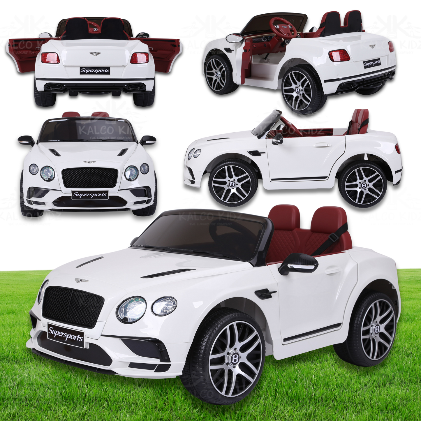 BENTELEY SUPERSPORTS - White | 12V | Leather Seat | EVA Wheels
