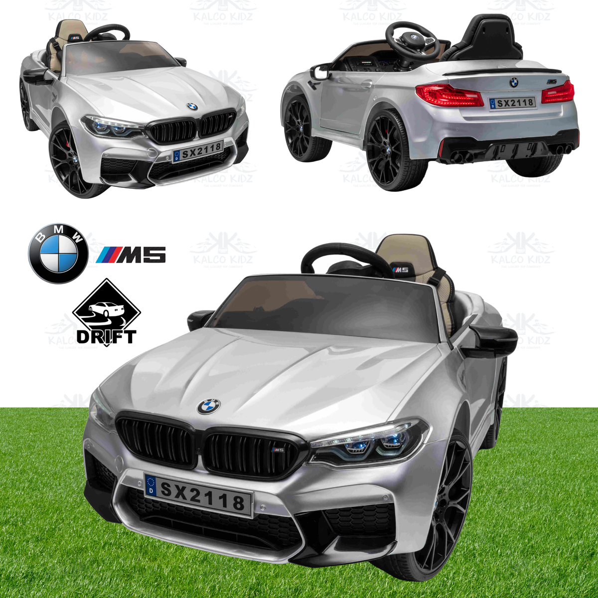 BMW M5 DRIFT - Silver Grey | 24V | Leather Seat | EVA Wheel | High Power | RC (Copy)