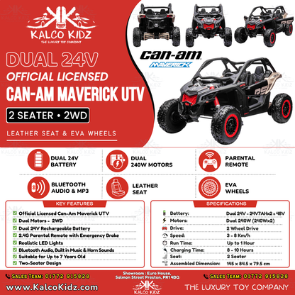 CanAm MAVERICK UTV - RS VERSION | Dual 24V | 2 Seater | Leather Seat | EVA Wheel | RC
