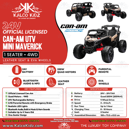CanAm UTV MINI - Khaki | 24V | Leather Seat | EVA Wheels | High Power | RC