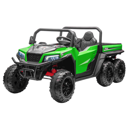 GATOR FARM TIPPER DUMP TRUCK - Green | 24V | 4WD | 2 Seater | 6 Wheels | Leather Seat | EVA Wheels