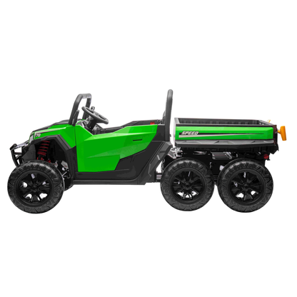 GATOR FARM TIPPER DUMP TRUCK - Green | 24V | 4WD | 2 Seater | 6 Wheels | Leather Seat | EVA Wheels