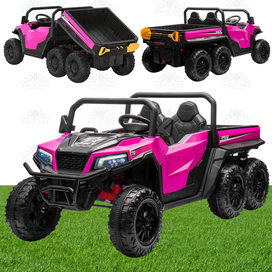 GATOR FARM TIPPER DUMP TRUCK - Pink | 24V | 4WD | 2 Seater | 6 Wheels | Leather Seat | EVA Wheels