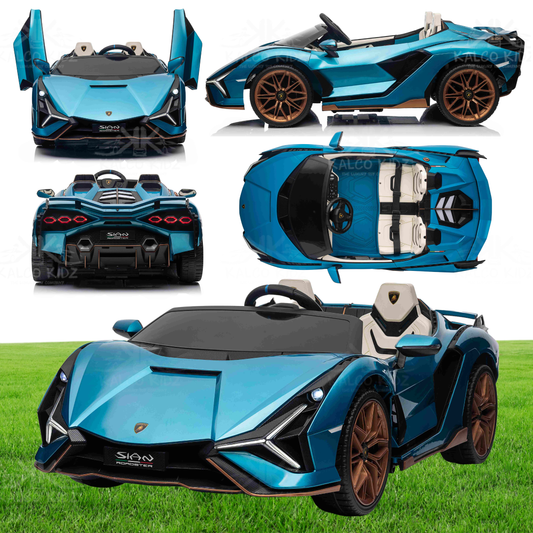 LAMBORGHINI SIAN - Blue | 24V | 2 Seater | Leather Seat | EVA Wheels