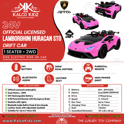 Lamborghini Huracan STO DRIFT - Blue | 24V | High Power | Leather Seat | EVA Wheels
