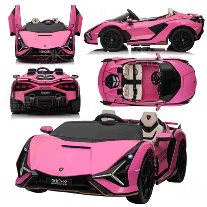 LAMBORGHINI SIAN - Pink | 24V | 2 Seater | Leather Seat | EVA Wheels