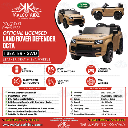 LAND ROVER OCTA DEFENDER - Champagne | 24V | Leather Seat | EVA Wheels | RC