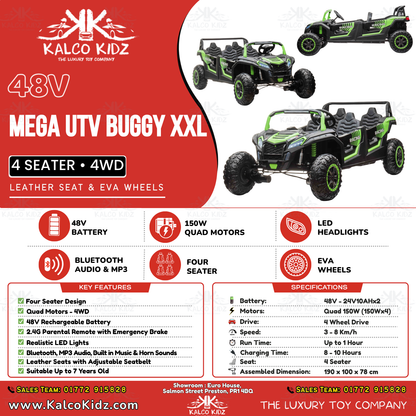 MEGA UTV BUGGY XXXL | 48V | 4 Seater | Leather Seat | EVA Wheels