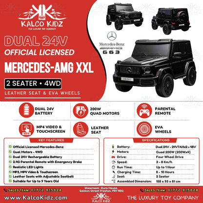 MERCEDES G63 AMG XXL - Black | 48V | 2 Seater | Removable Tablet | Leather Seat | RC