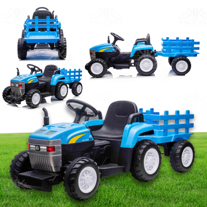 MX T7 Tractor with Trailer - Blue | 12V Bluetooth Audio