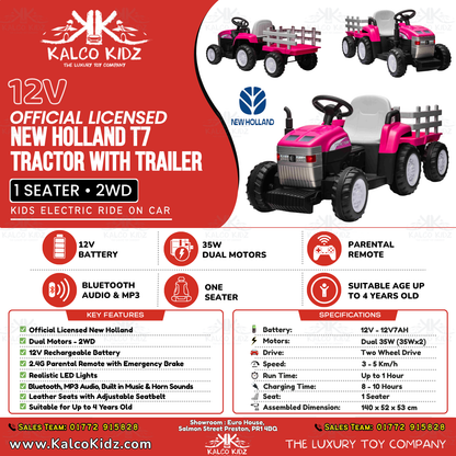 MX T7 Tractor with Trailer - Pink | 12V | Parental RC
