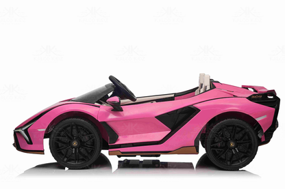 Pink toy car with black wheels on a white background