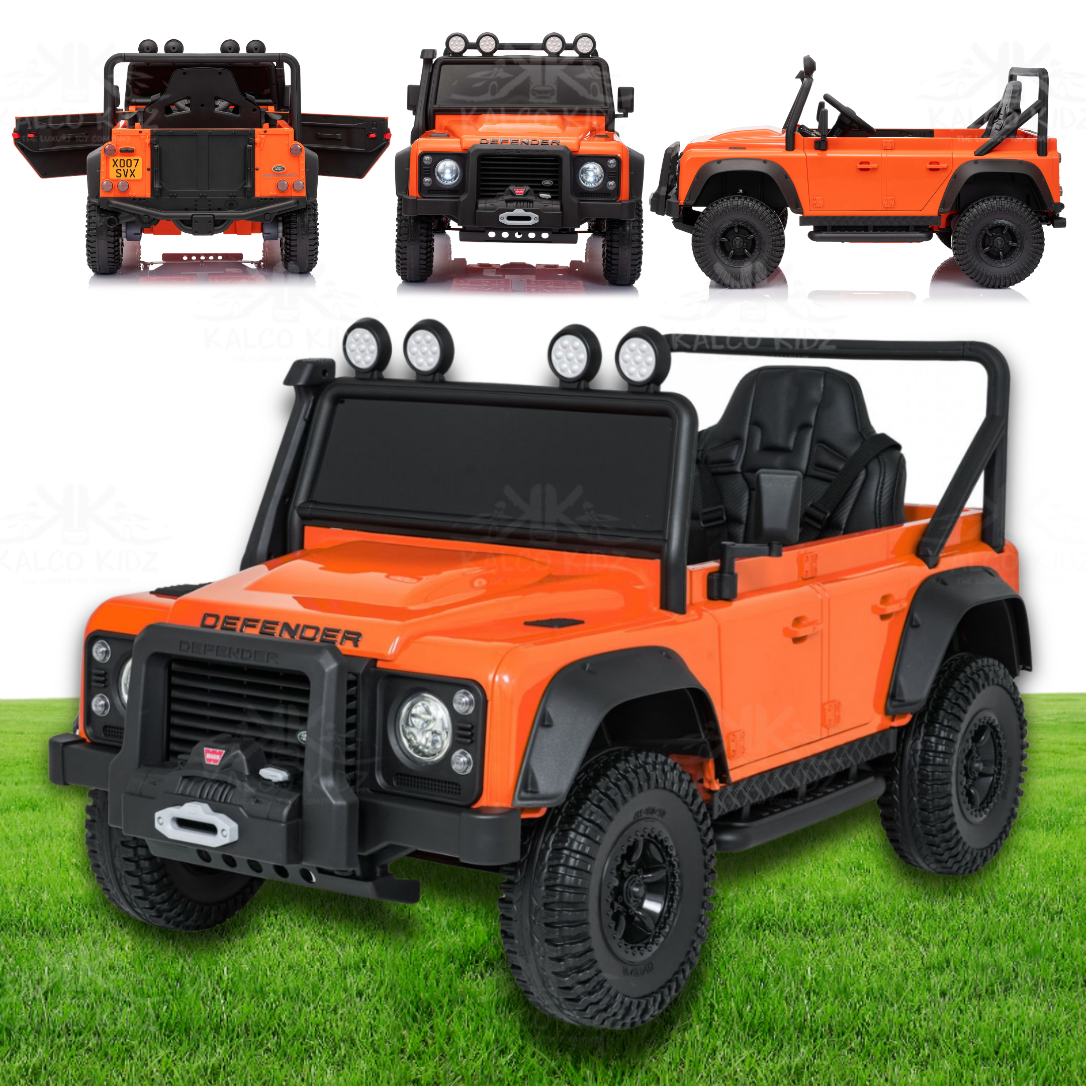 LAND ROVER DEFENDER - Orange | 12V | Leather Seat | EVA Wheels | RC ...