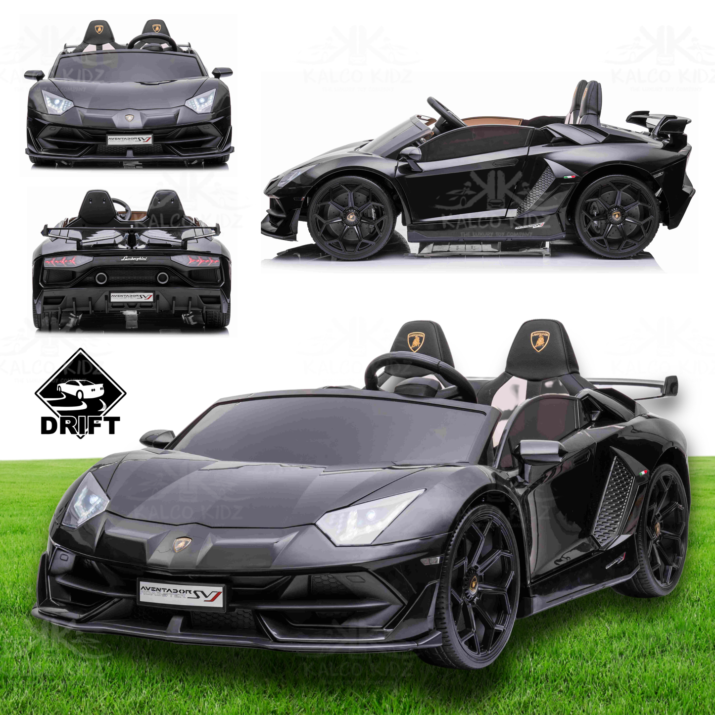 LAMBORGHINI SVJ DRIFT - Black | 24V | High Power | Leather Seat | RC