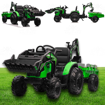 COMBO TRACTOR 3 IN 1 - Green | 24V | Bluetooth Audio | EVA Wheels | RC