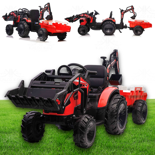 COMBO TRACTOR 3 IN 1 - Red | 24V | Bluetooth Audio | EVA Wheels | RC