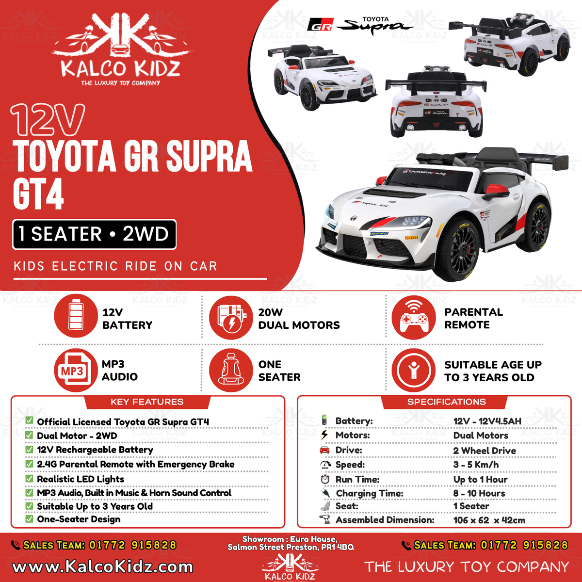 TOYOTA GR Supra GT4 - White | 12V | RC
